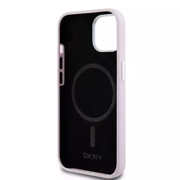 DKNY Liquid Silicone Small Metal Logo MagSafe Case for iPhone 15 Plus / 14 Plus - Pink 6