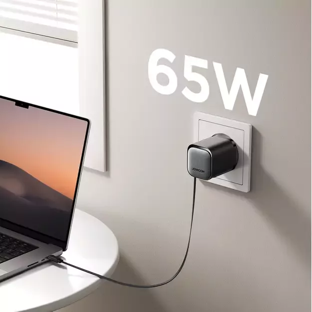 Joyroom JR-TCL02 65W USB-A USB-C GaN charger with built-in USB-C cable - black 7