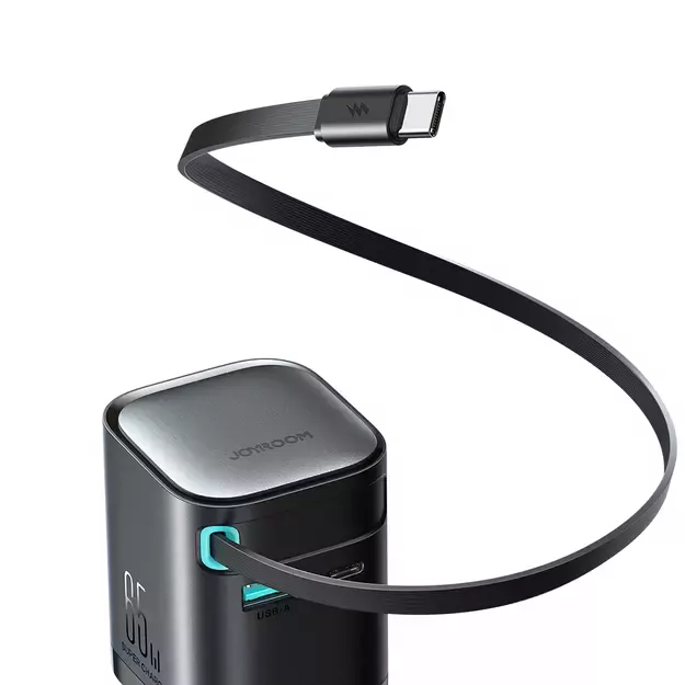 Joyroom JR-TCL02 65W USB-A USB-C GaN charger with built-in USB-C cable - black 4