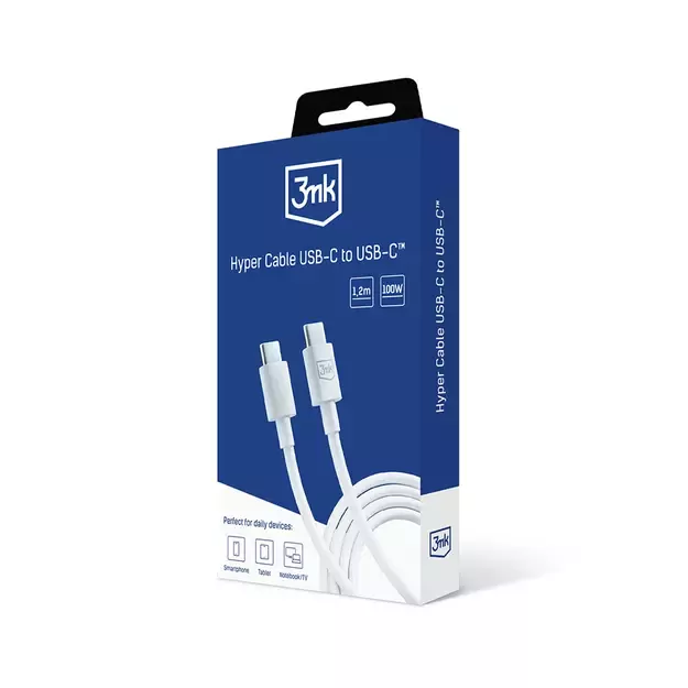 3mk Hyper Cable USB-C / USB-C 100W 1.2m - white 9