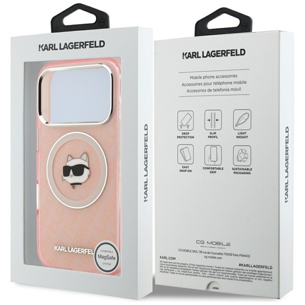Karl Lagerfeld IML Choupette Head Logo MagSafe Case for iPhone 17 Pro - Pink 7