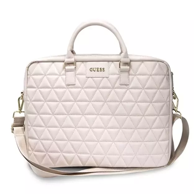 Guess Quilted bag for a 16&quot  laptop - pink