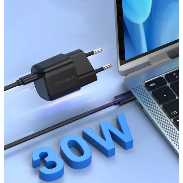 Choetech GaN USB charger Type C PD 30W black (PD5007) 1