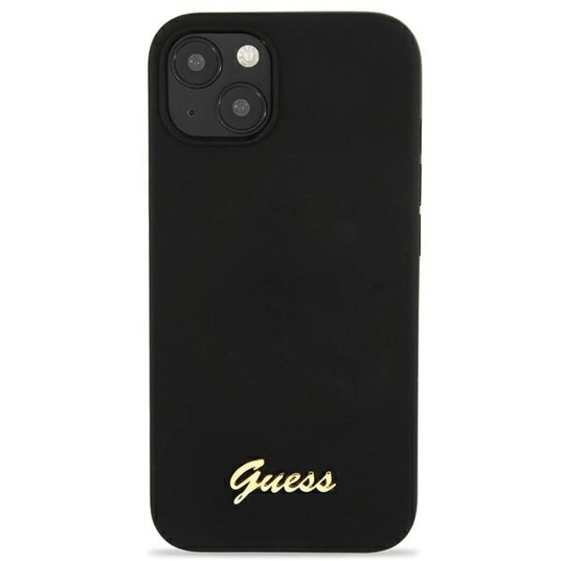 Guess GUHMP13MLSLMGBK iPhone 13 6.1&quot  black/black hardcase Silicone Script Gold Logo Magsafe 8