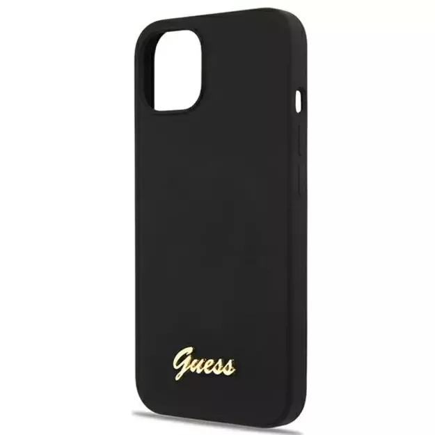 Guess GUHMP13MLSLMGBK iPhone 13 6.1&quot  black/black hardcase Silicone Script Gold Logo Magsafe 4