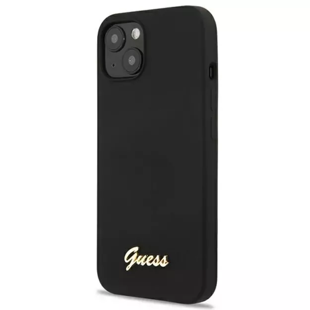 Guess GUHMP13MLSLMGBK iPhone 13 6.1&quot  black/black hardcase Silicone Script Gold Logo Magsafe 1