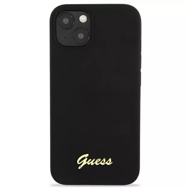 Guess GUHMP13MLSLMGBK iPhone 13 6.1&quot  black/black hardcase Silicone Script Gold Logo Magsafe 2