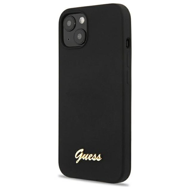 Guess GUHMP13MLSLMGBK iPhone 13 6.1&quot  black/black hardcase Silicone Script Gold Logo Magsafe 7