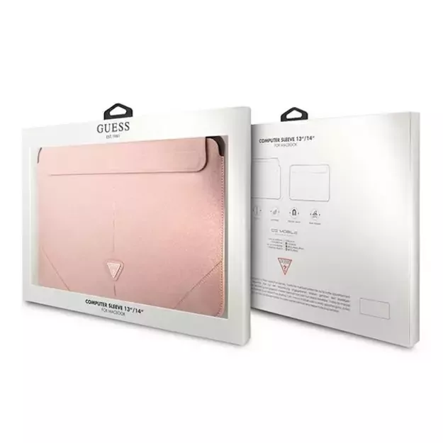 Guess Saffiano Triangle Logo case for a 14&quot  laptop - pink 3