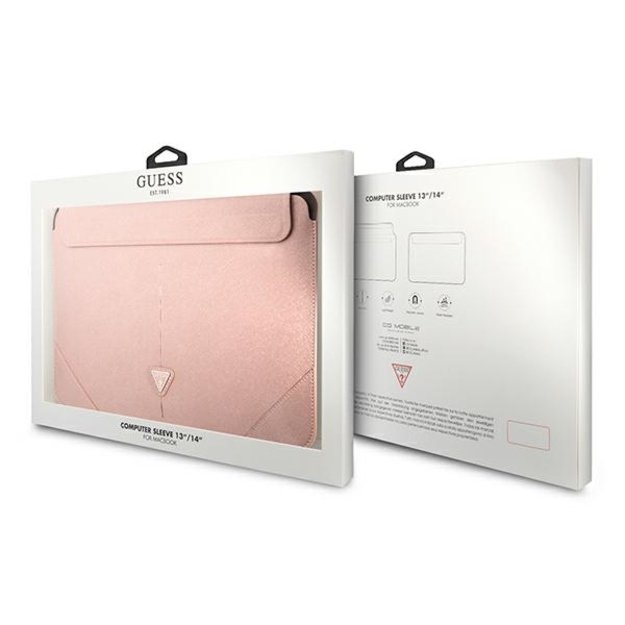 Guess Saffiano Triangle Logo case for a 14&quot  laptop - pink 6