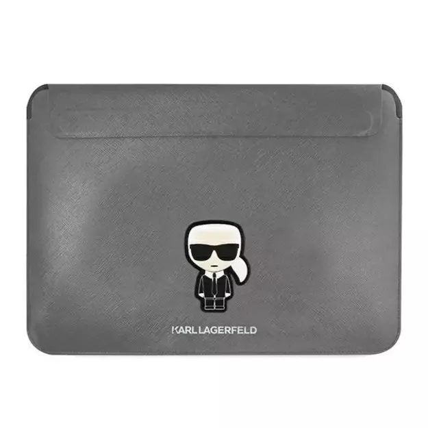 Karl Lagerfeld Saffiano Ikonik Karl case for a 13-14&quot  laptop - silver