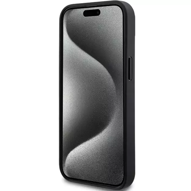 DKNY Leather Mono Stripe &amp  Metal Logo Case for iPhone 15 Plus / 14 Plus - Black 11