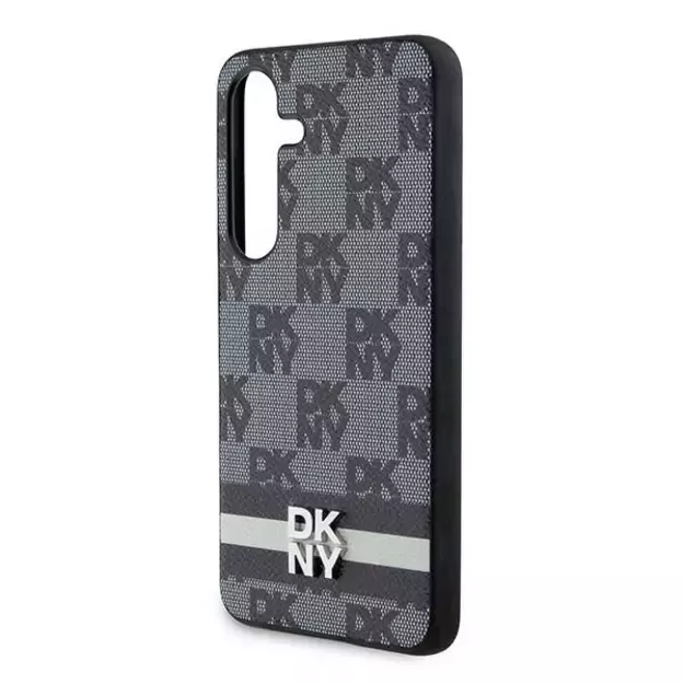 DKNY Leather Checkered Mono Pattern &amp  Printed Stripes Case for Samsung Galaxy S24 - Black 5