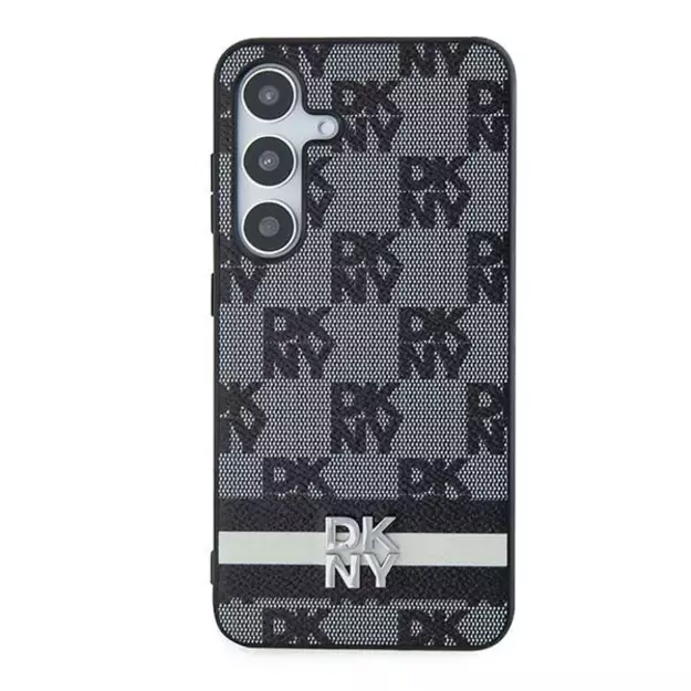 DKNY Leather Checkered Mono Pattern &amp  Printed Stripes Case for Samsung Galaxy S24 - Black 2