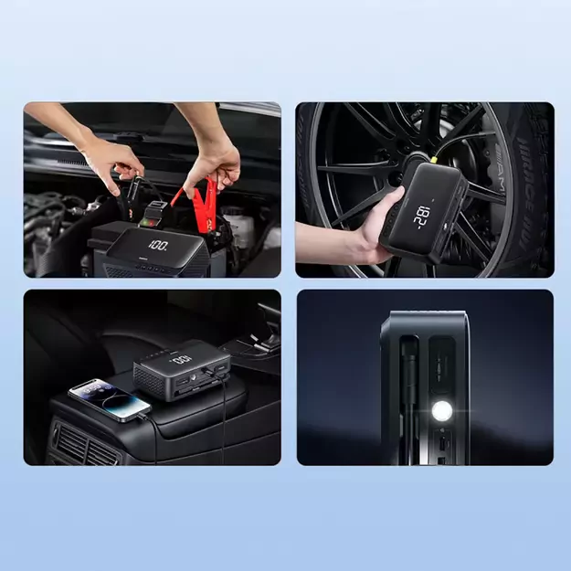 Jump starter Baseus Super Energy BS-CH013 4in1 600A with flashlight / powerbank 6000mAh / compressor - black 9