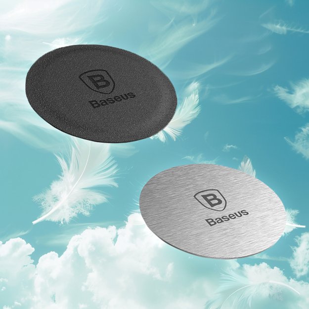 Baseus Magnet Iron Suit self-adhesive plates for magnetic holders - silver and black (2 pcs.) 8