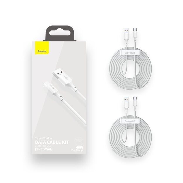 Baseus 2x USB-A - USB Type C cable fast charging Quick Charge 40 W 5 A 1.5 m - white (TZCATZJ-02) 4