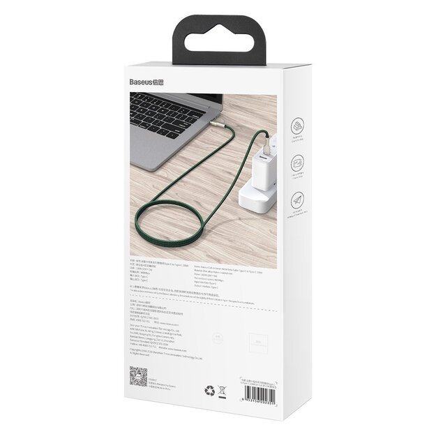 Baseus Cafule Series Metal Data USB-C / USB-C PD QC SCP 100W 5A 2 m cable - green 5