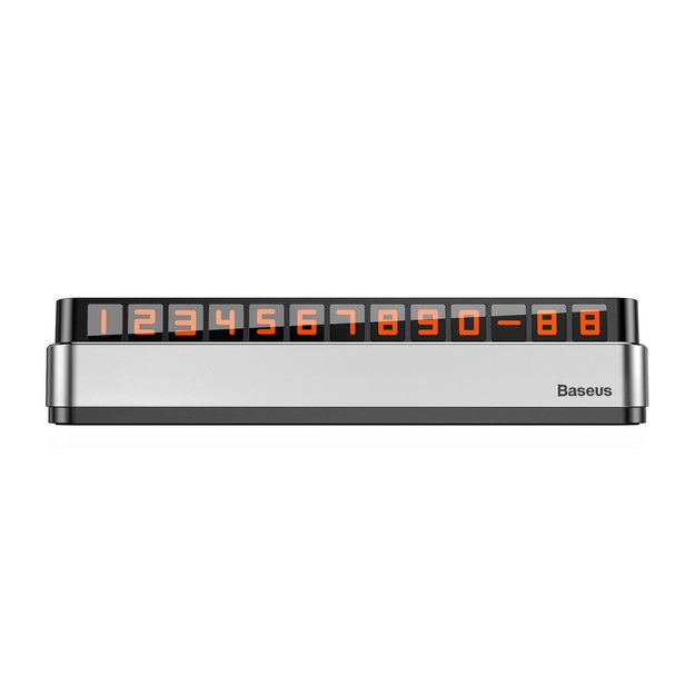 Baseus Moonlight Box Series silver parking number plate with telephone number 8