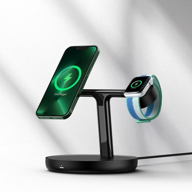 Baseus Swan inductive charger (compatible with MagSafe) stand for iPhone, Apple Watch, AirPods + 1m USB-C cable black (WXTE000101) 10