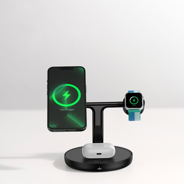 Baseus Swan inductive charger (compatible with MagSafe) stand for iPhone, Apple Watch, AirPods + 1m USB-C cable black (WXTE000101) 12