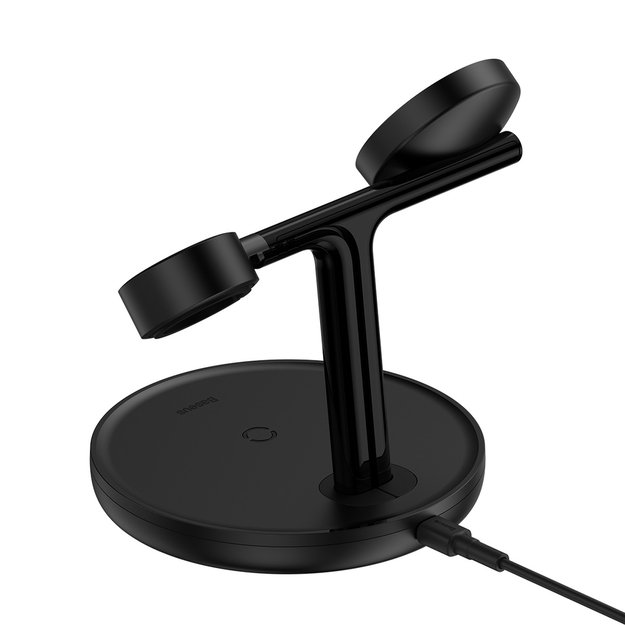 Baseus Swan inductive charger (compatible with MagSafe) stand for iPhone, Apple Watch, AirPods + 1m USB-C cable black (WXTE000101) 5
