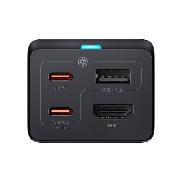 Baseus fast charger GaN5 Pro HUB HDMI 2 x USB-C / USB-A / HDMI 4K 30Hz 1.5m black + USB-C cable - USB-C 100W 40Gb/s (USB4) 1m (CCGP110201) 2
