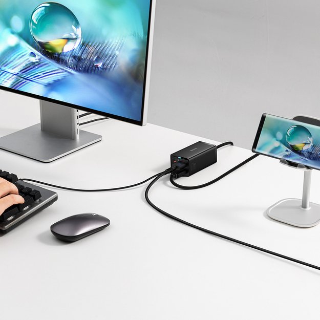 Baseus fast charger GaN5 Pro HUB HDMI 2 x USB-C / USB-A / HDMI 4K 30Hz 1.5m black + USB-C cable - USB-C 100W 40Gb/s (USB4) 1m (CCGP110201) 9