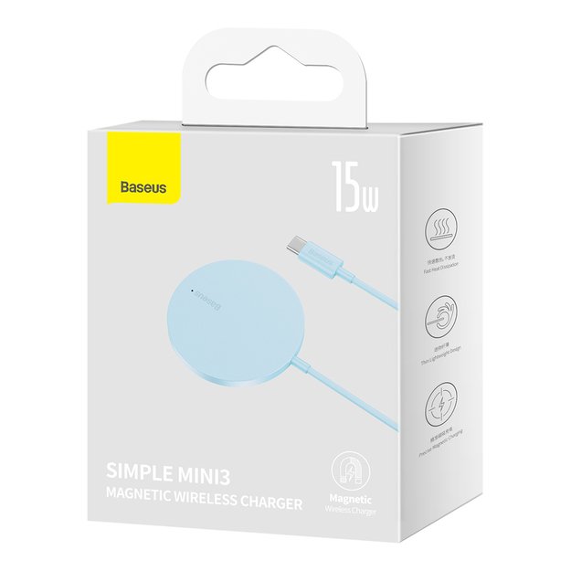 Baseus Simple Mini3 magnetic charger MagSafe Qi 15W blue 4