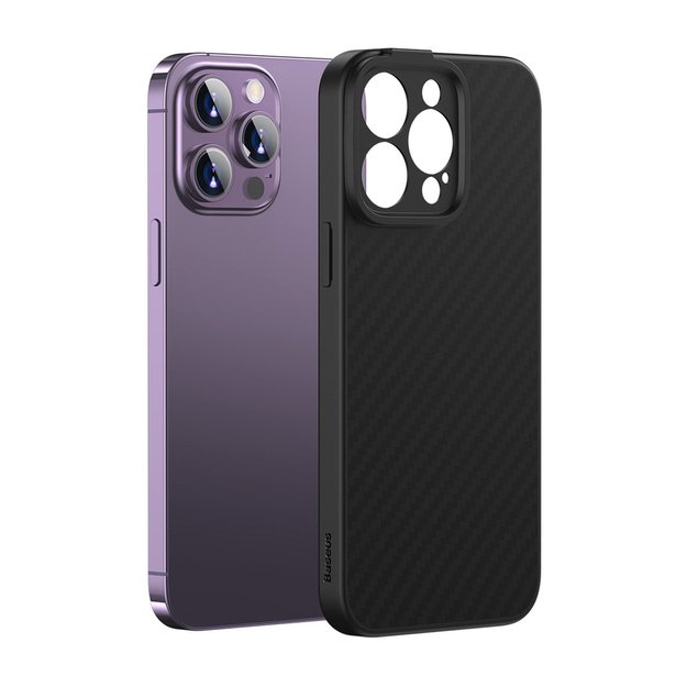 Armored case for iPhone 14 Pro compatible with MagSafe Baseus Synthetic Fiber tempered glass - black 4
