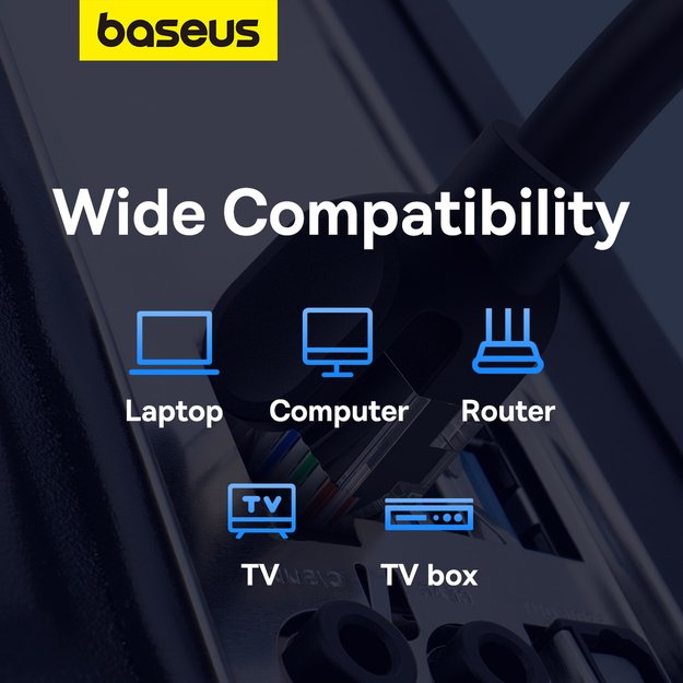 Baseus High Speed ​​Cat 5 RJ-45 1000Mb/s Ethernet cable 8m round - black 11