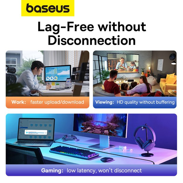 Baseus High Speed ​​Cat 5 RJ-45 1000Mb/s Ethernet cable 8m round - black 10