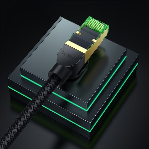 Baseus fast RJ45 cat. network cable. 8 40Gbps 8m braided black 8