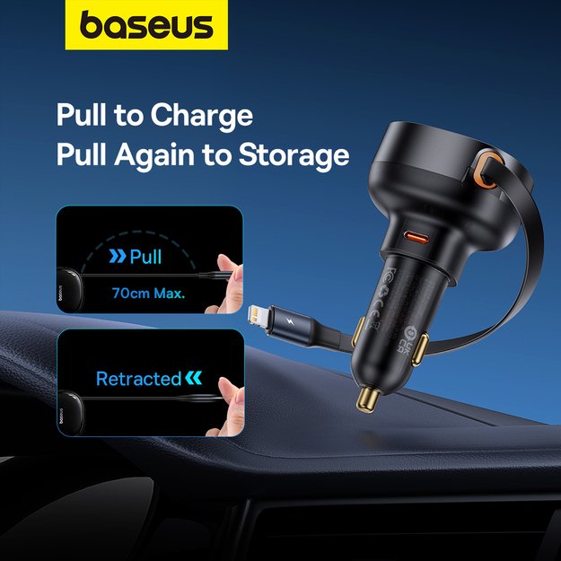 Baseus Enjoyment Pro USB-C (female) / Lightning (male) 60W car charger - black 11