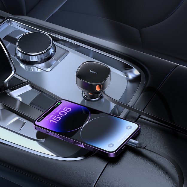 Baseus Enjoyment Pro USB-C (female) / Lightning (male) 60W car charger - black 5