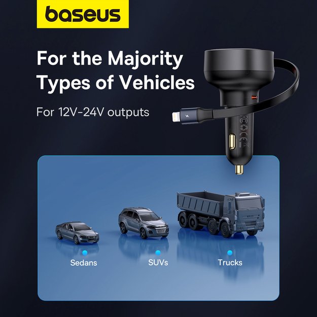 Baseus Enjoyment Pro USB-C (female) / Lightning (male) 60W car charger - black 15