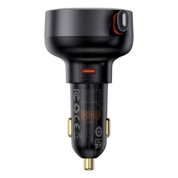 Baseus Enjoyment Pro USB-C (female) / Lightning (male) 60W car charger - black 1