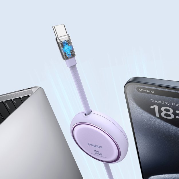 Baseus Free2Draw Mini USB-C - USB-C retractable cable 100W 1m - purple 3