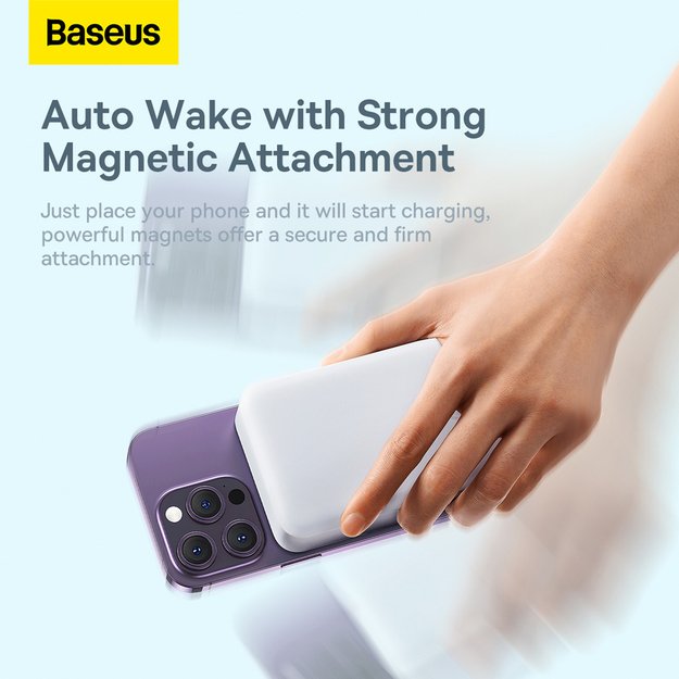 Baseus Magnetic Mini 20000 mAh 20W power bank - white + USB-C / USB-C cable 14