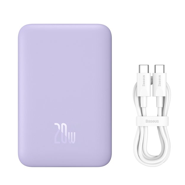 Baseus Magnetic Mini Induction Powerbank 10000mAh 20W - purple + USB-C - USB-C cable 4