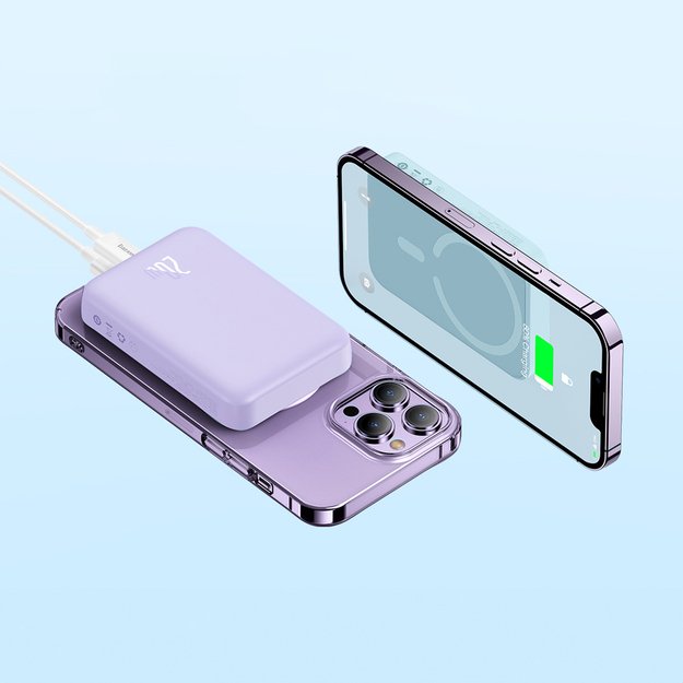 Baseus Magnetic Mini Induction Powerbank 10000mAh 20W - purple + USB-C - USB-C cable 10