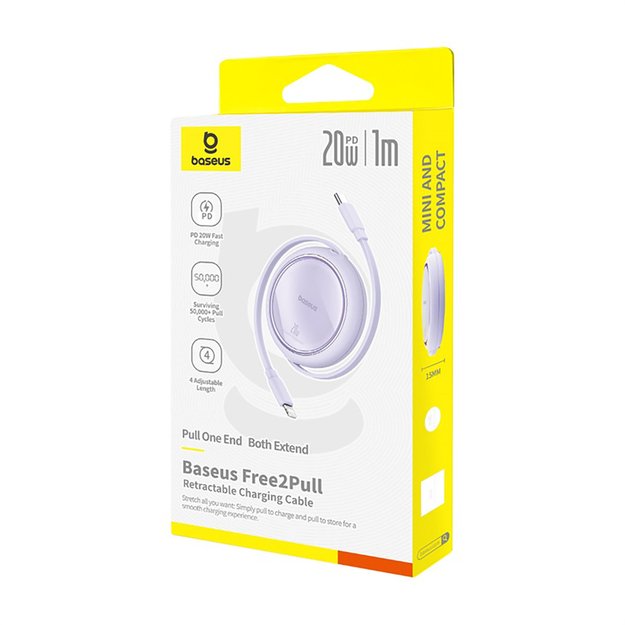 Baseus Free2Pull Cable Retractable USB-C / Lightning 20W 1m - Purple 6