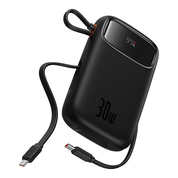 Baseus QPow 2 30W 10000mAh Power Bank with Built-in USB-C Cables - Black 3