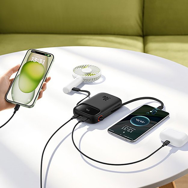 Baseus QPow 2 30W 10000mAh Power Bank with Built-in USB-C Cables - Black 13