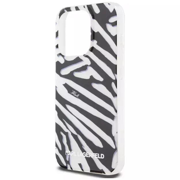 Karl Lagerfeld IML Zebra Pattern &amp  Cord case for iPhone 15 Pro - black 10