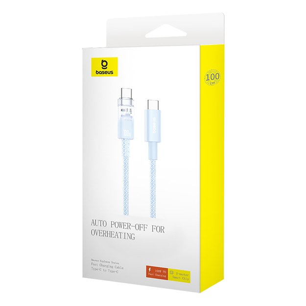 Baseus Explorer 100W USB-C - USB-C Cable with Intelligent Temperature Sensor 2m - Blue 7