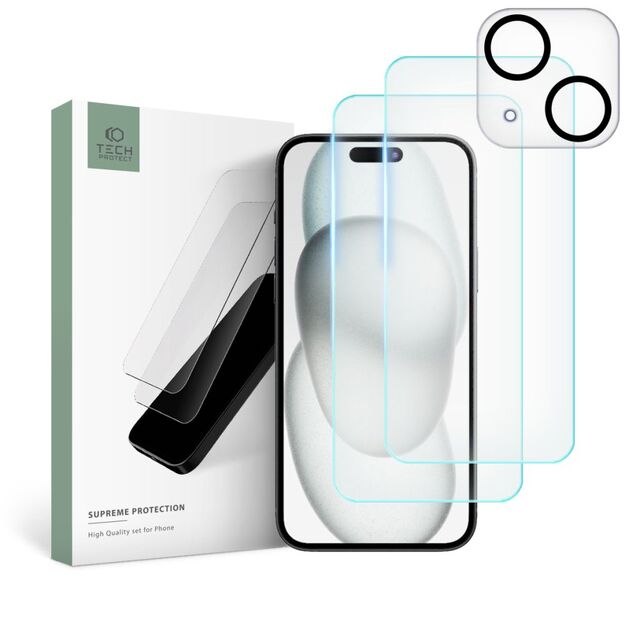 Tech-Protect Supreme Set for iPhone 15 Plus 2x tempered glass for display / tempered glass for camera