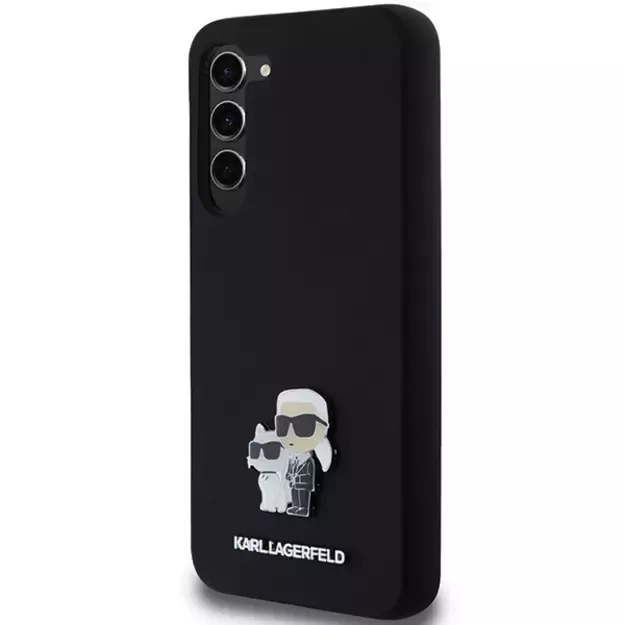 Karl Lagerfeld Silicone Karl&amp Choupette Metal Pin case for Samsung Galaxy S24+ - black 1