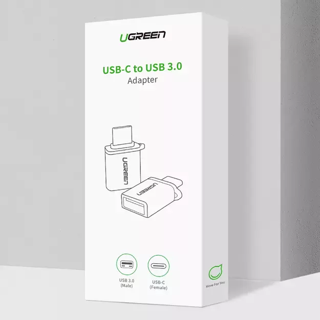 Ugreen US270 USB-C (Male) / USB-A 3.0 (Female) Adapter with Lanyard - Gray 1