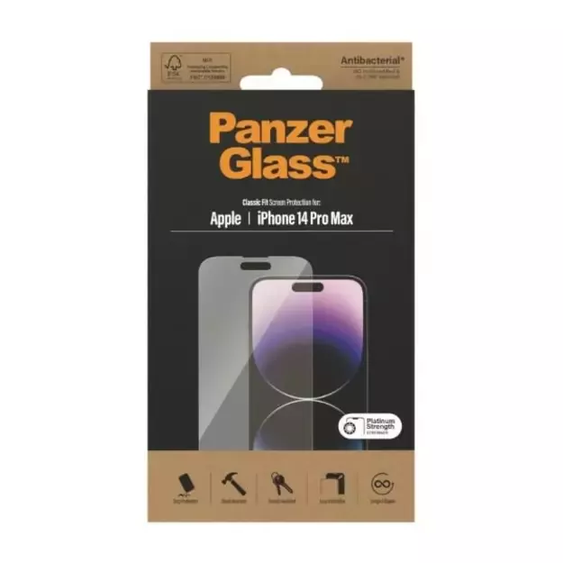 PanzerGlass Classic Fit antibacterial glass for iPhone 14 Pro Max 5